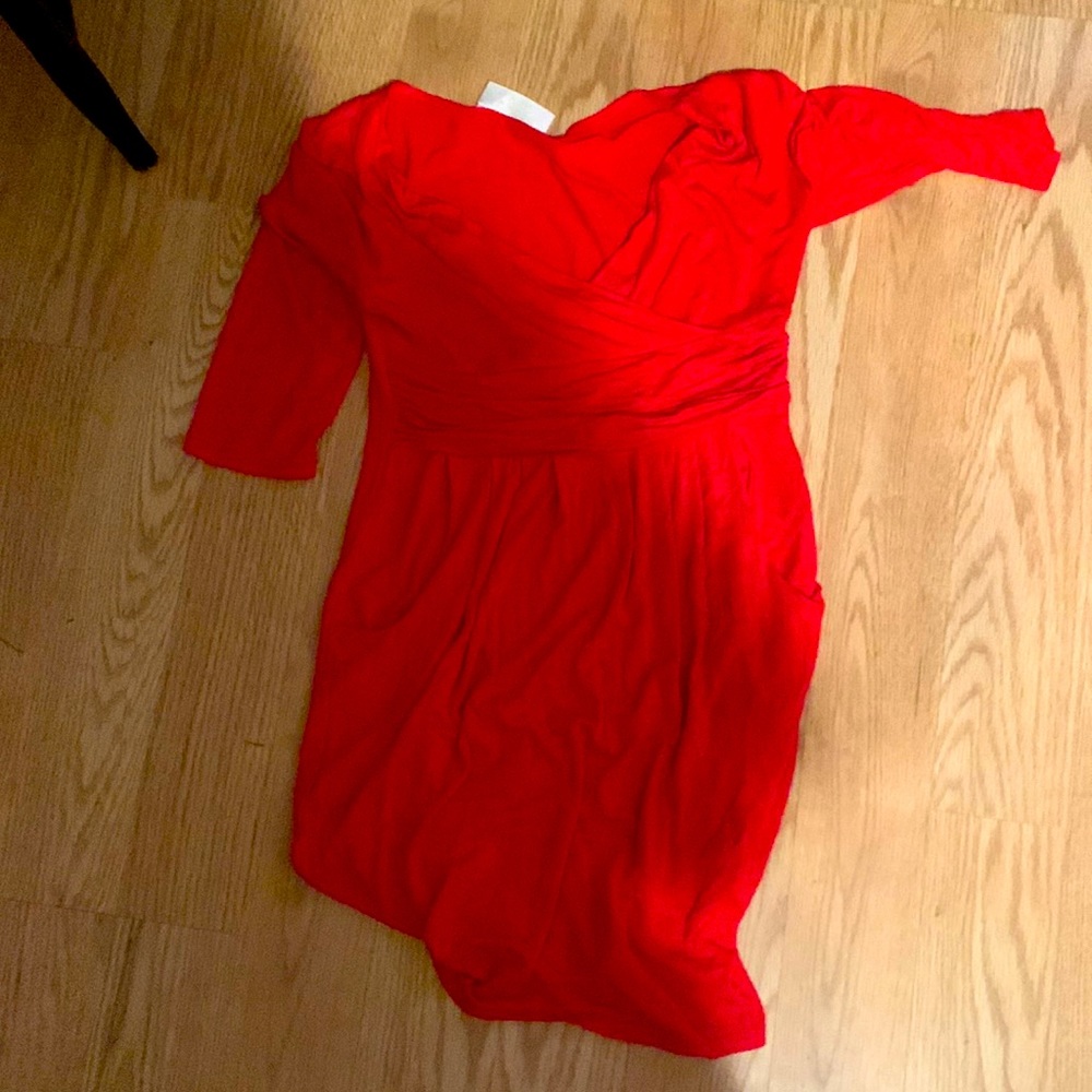 Red dress cocktail worn lightly